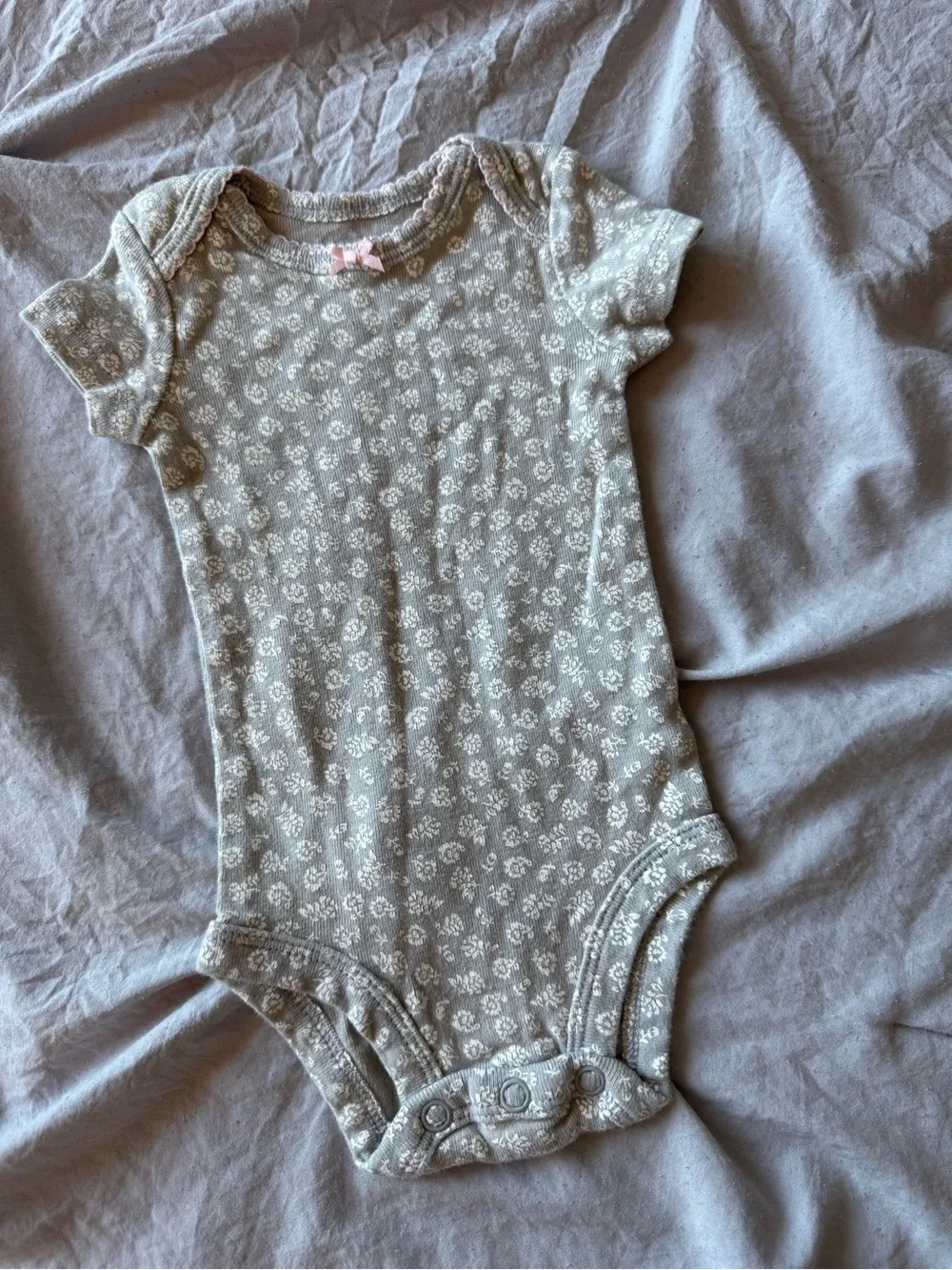 Carter's Grey Floral Short-Sleeve Bodysuit
